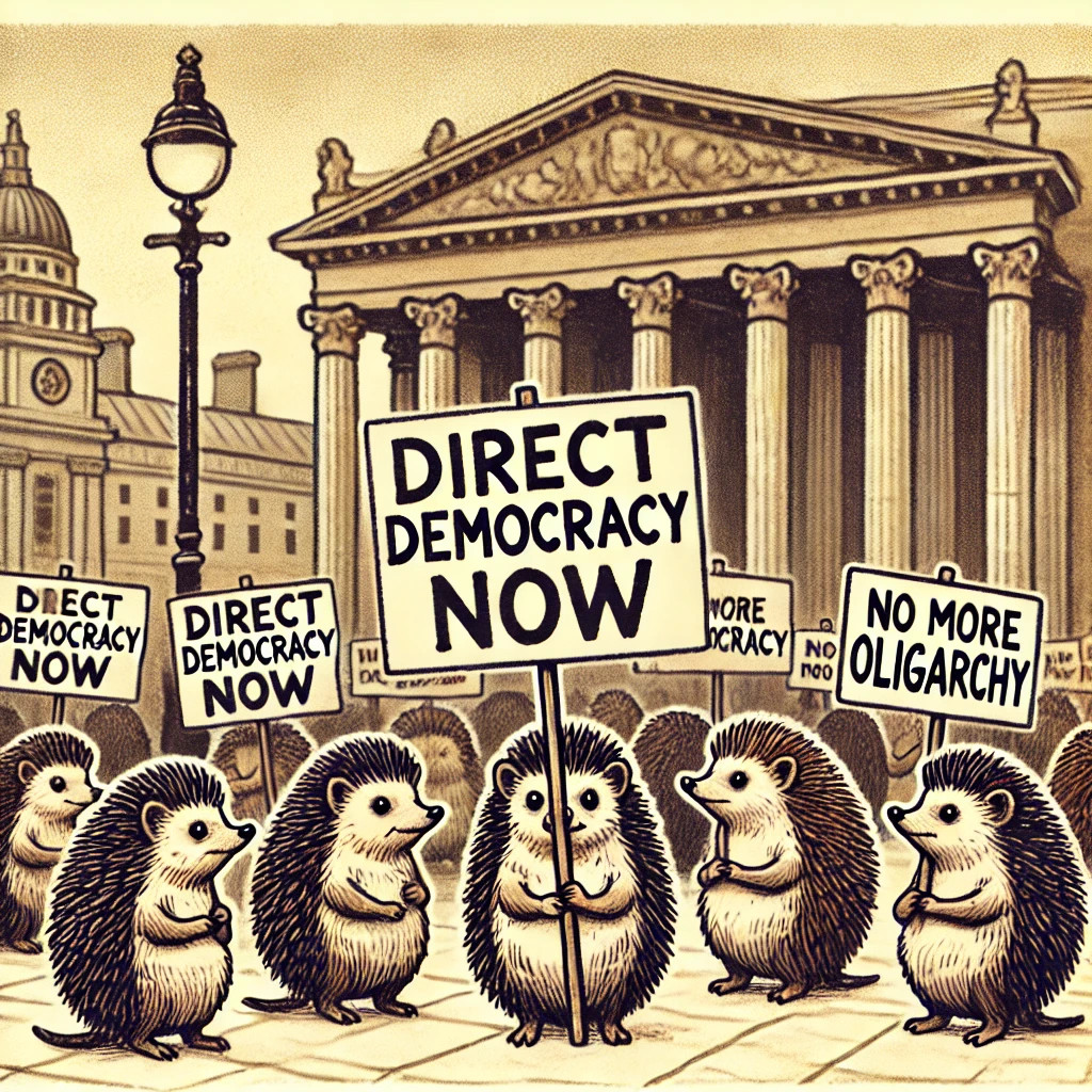Hedgehogs protest the US Presidential election and demand direct democracy